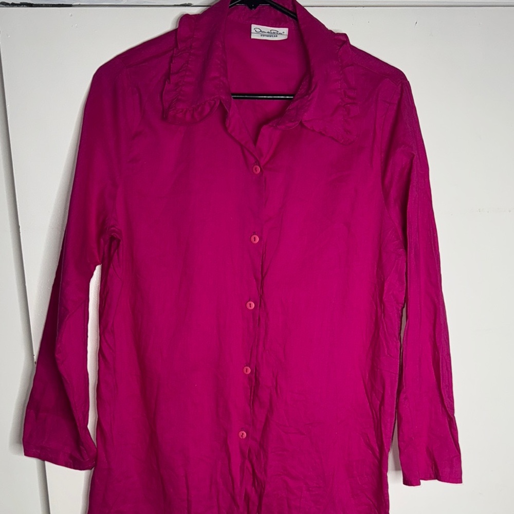 Oscar de la renta swimwear Women's Pink Button-Up Top